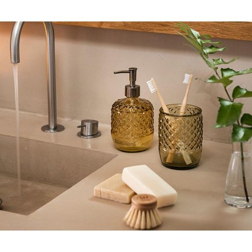 Zestaw łazienkowy z żółtego dmuchanego szkła, 2 sztuki | Lizbona