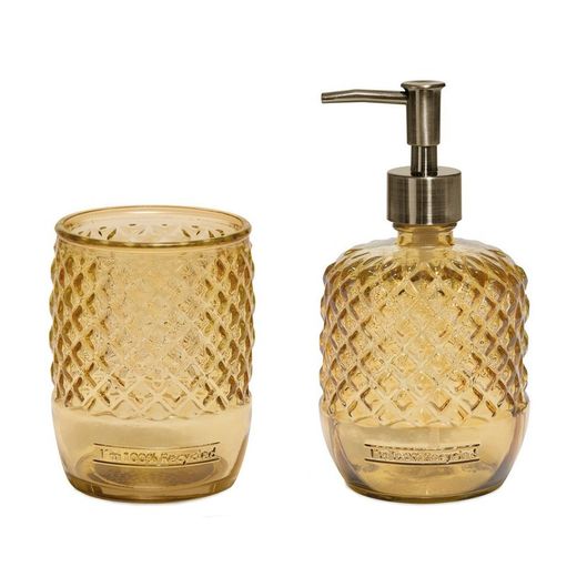 Zestaw łazienkowy z żółtego dmuchanego szkła, 2 sztuki | Lizbona