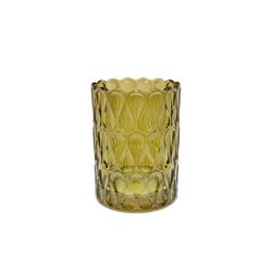 Tandbørsteholder i glas i grøn, 7,5 x 7,5 x 10,5 cm | Pære