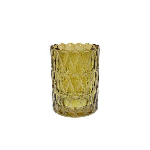 Portacepillos de vidrio en verde, 7,5 x 7,5 x 10,5 cm | Pear