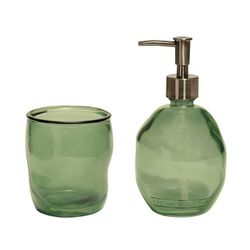 Ensemble de salle de bain en verre soufflé vert, 2 pièces | Sicile