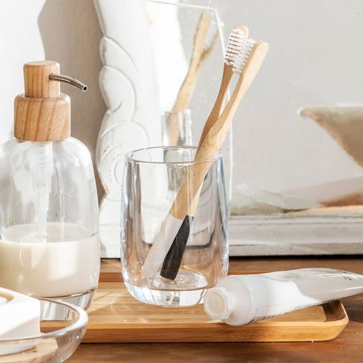 Tandbørsteholder i glas, Ø8x10,5cm