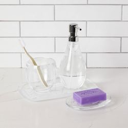 Droplet brush holder transparent, 9x9x10cm