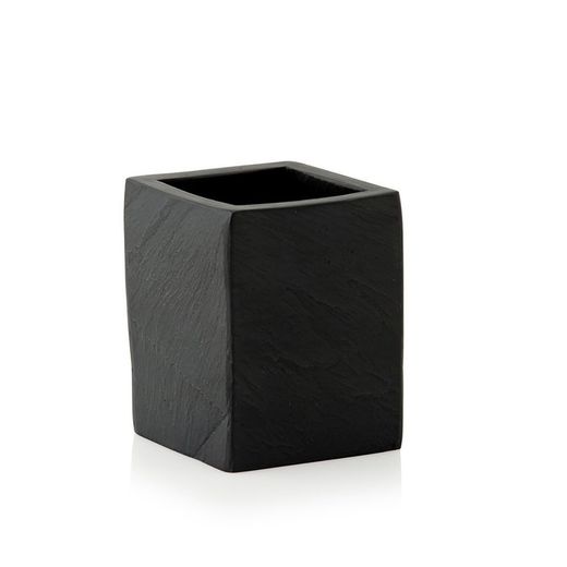 Svart Slate Effect Borsthållare, 7,5x7,5x9,5cm