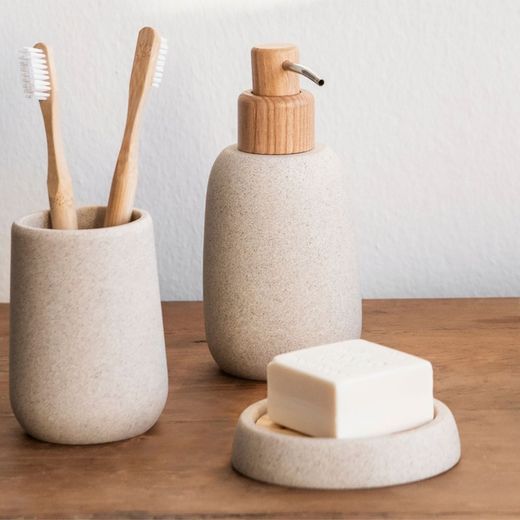 Sandstone brush holder made of sandstone, Ø7,5X10,5cm