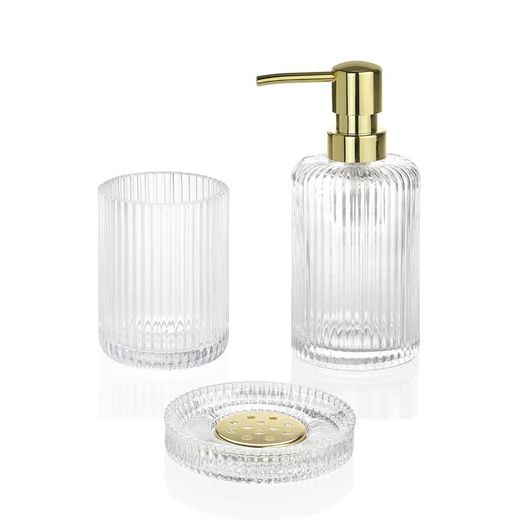 Vintage Glass Toothbrush Holder, Ø7x9,5cm