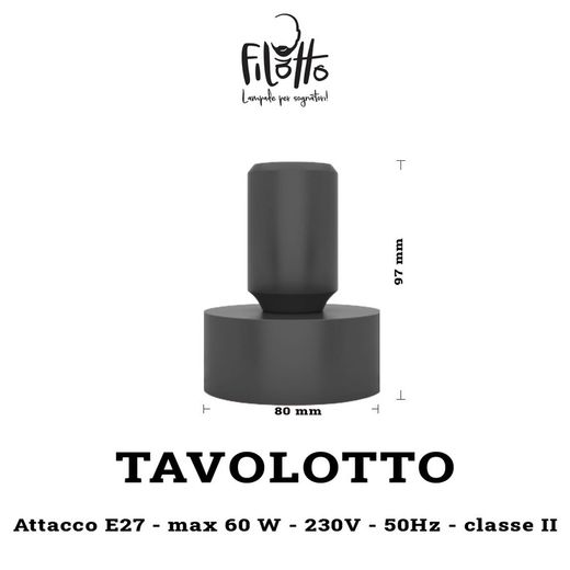 Support de lampe de table en silicone Tavolotto noir, 8,4 x 11,3 cm