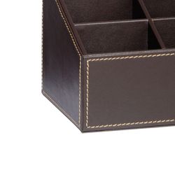 Porte-télécommande effet cuir marron, 16,5 x 13,5 x 13 cm