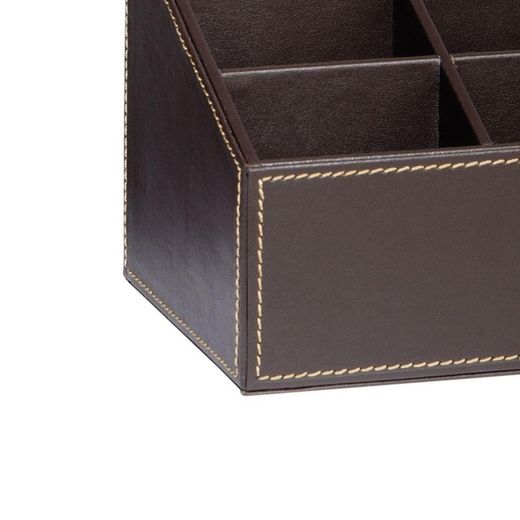 Porte-télécommande effet cuir marron, 16,5 x 13,5 x 13 cm