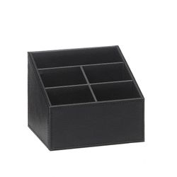 Fjärrkontrollhållare i svart skinneffekt, 16,5 x 13,5 x 13 cm