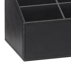 Fjärrkontrollhållare i svart skinneffekt, 16,5 x 13,5 x 13 cm