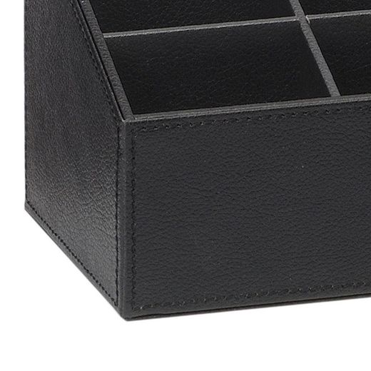 Fjärrkontrollhållare i svart skinneffekt, 16,5 x 13,5 x 13 cm