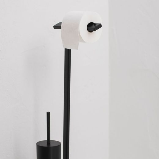 Porte-rouleau / Brosse en métal noir, 22,5x22,5x73cm