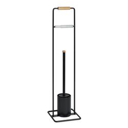 Porte-rouleau / Métal / Brosse à bois Noir, 18x18x72cm