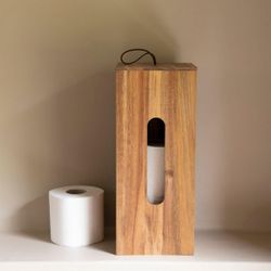 Portarrolllos para repuesto de papel de madera de acacia en marrón, 14 x 14 x 33 cm | Acacia
