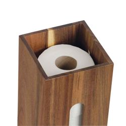 Portarrolllos para repuesto de papel de madera de acacia en marrón, 14 x 14 x 33 cm | Acacia