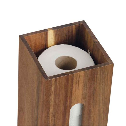 Portarrolllos para repuesto de papel de madera de acacia en marrón, 14 x 14 x 33 cm | Acacia