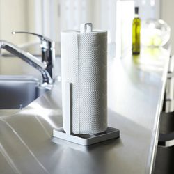 Porte-papier toilette en acier blanc, 11 x 11 x 26,5 cm | La tour