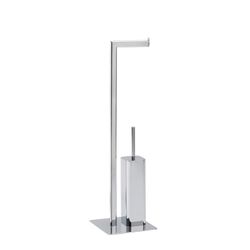Srebrny metalowy uchwyt na szczotkę do WC, 20 x 20 x 71 cm | Klasyczny