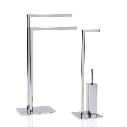 Srebrny metalowy uchwyt na szczotkę do WC, 20 x 20 x 71 cm | Klasyczny