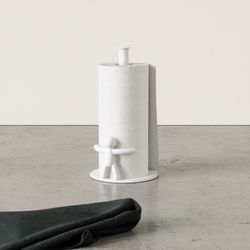 White steel roll holder, Ø x 18 x 34 cm | Buddy
