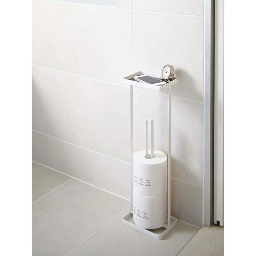 Steel toilet paper holder in white, 16 x 12 x 52 cm | Tower