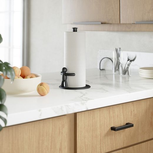 Porte-rouleau en acier noir, Ø x 18 x 34 cm | Copain