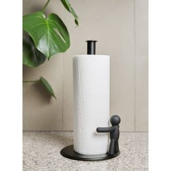 Porte-rouleau en acier noir, Ø x 18 x 34 cm | Copain