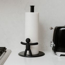 Porte-rouleau en acier noir, Ø x 18 x 34 cm | Copain