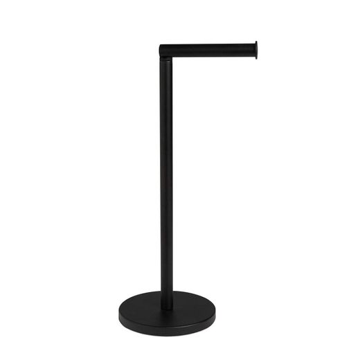 Portarrollos de baño de metal en negro, 15 x 15 x 52 cm | Metal