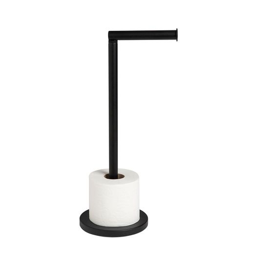 Portarrollos de baño de metal en negro, 15 x 15 x 52 cm | Metal