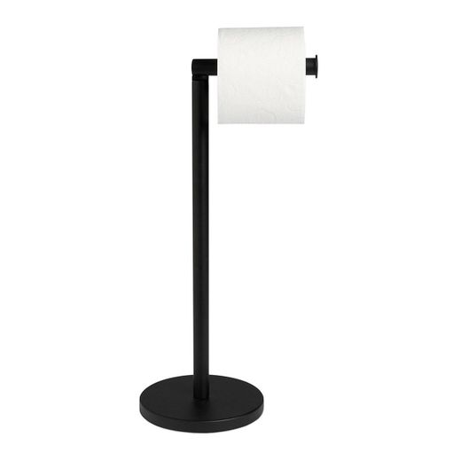 Portarrollos de baño de metal en negro, 15 x 15 x 52 cm | Metal