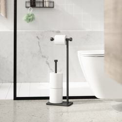 Żelazny uchwyt na rolkę w kolorze czarnym, 20 x 12 x 52 cm | Cappa