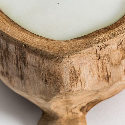 Bougeoir en teck, 25x25x13cm