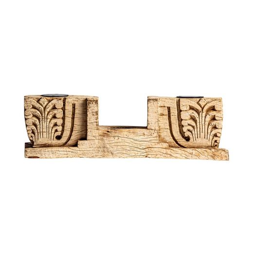 Portavela Surt Argeen de madera de teka en natural, 82 x 12 x 13 cm