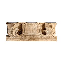 Κηροπήγιο από ξύλο τικ Surt Argeen σε φυσικό, 82 x 12 x 13 cm
