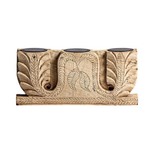Κηροπήγιο από ξύλο τικ Surt Argeen σε φυσικό, 82 x 12 x 13 cm