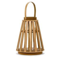 Pack of 2 Wood and Glass Lantern Candle Holders