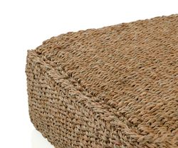 Pouf basso quadrato beige con alghe, 60x60x20 cm
