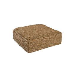 Pouf basso quadrato beige con alghe, 60x60x20 cm