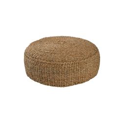Pouf basso rotondo in alga beige, Ø60X20 cm