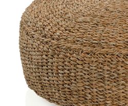 Pouf basso rotondo in alga beige, Ø60X20 cm