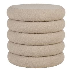 Bouclé storage ottoman in beige, 44 x 44 x 44 cm | Brooklyn