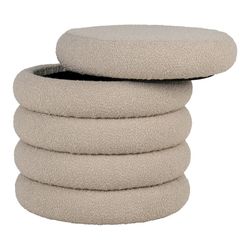 Bouclé storage ottoman in beige, 44 x 44 x 44 cm | Brooklyn