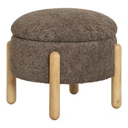 Brown Boucle fabric storage pouf, 45 x 45 x 36 cm | Medas