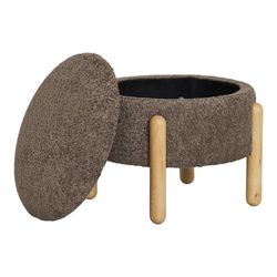 Brown Boucle fabric storage pouf, 45 x 45 x 36 cm | Medas