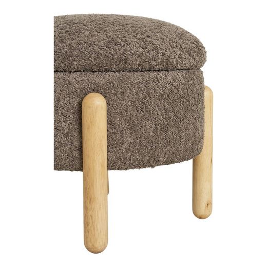Brown Boucle fabric storage pouf, 45 x 45 x 36 cm | Medas