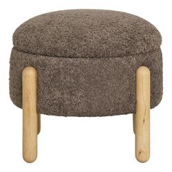 Brown Boucle fabric storage pouf, 45 x 45 x 36 cm | Medas