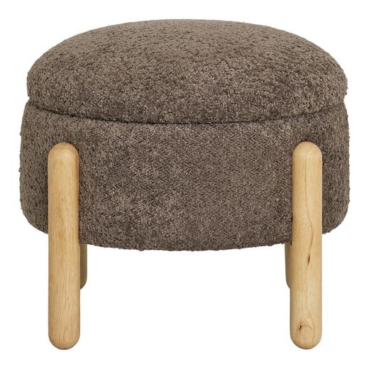 Brown Boucle fabric storage pouf, 45 x 45 x 36 cm | Medas