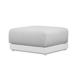 Aluminum and fabric pouf in white and light gray, 70 x 83 x 90 cm | Onyx